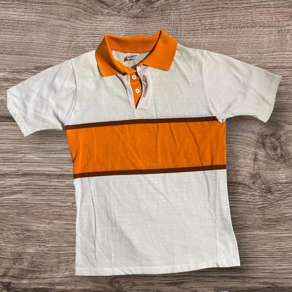 Vintage polo orange and cream white